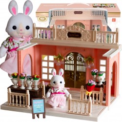 WOOPIE Domek dla Lalek Rodzina Krolików Kwiaciarnia + Figurki 4 szt.