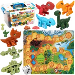 WOOPIE Zestaw Konstrukcyjny 2w1 Gra Planszowa Dinozaury + Kostka 46 el.