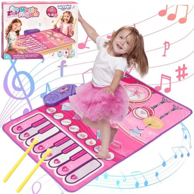WOOPIE Duża Mata Muzyczna 2w1 Perkusja Interaktywna Pianino
