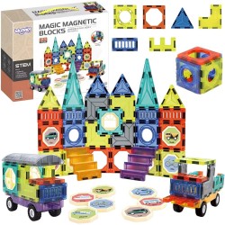 WOOPIE Klocki Magnetyczne Zestaw Zamek Pojazdy 71szt.