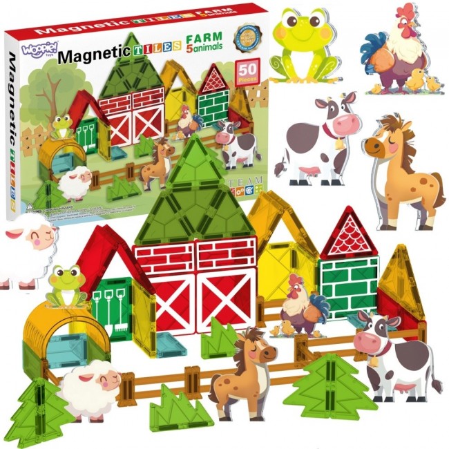 WOOPIE Magnetyczne Klocki Konstrukcyjne 7,5 cm Farma 30 el.
