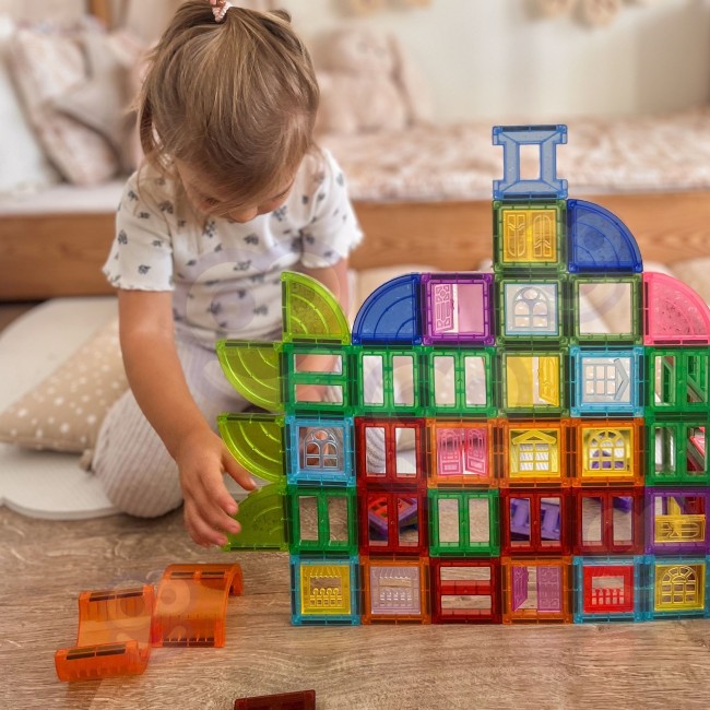 WOOPIE Klocki Magnetyczne Konstrukcyjne 3D Zestaw Edukacyjny Zamek 100el.