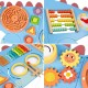 WOOPIE GREEN Drewniana Ścienna Tablica Manipulacyjna Dinozaur Montessori