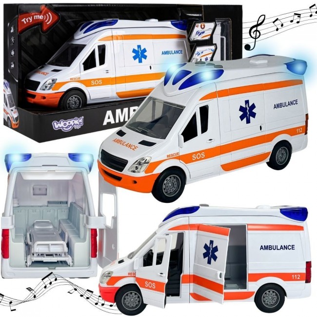 WOOPIE Pogotowie Karetka Ambulans Nosze w Zestawie + Sygnały Dźwiękowe I Świetlne