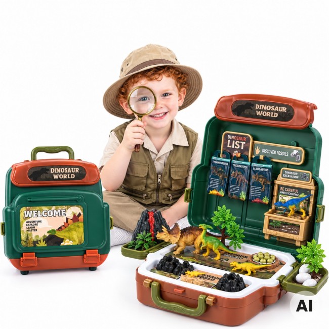 WOOPIE Walizka Dinosaur World - Edukacyjny Zestaw Odkrywcy Dinozaurów