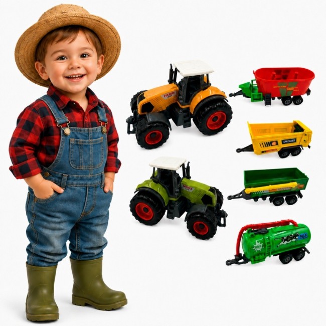 WOOPIE Zestaw Mini Farmera Traktory z Przyczepami