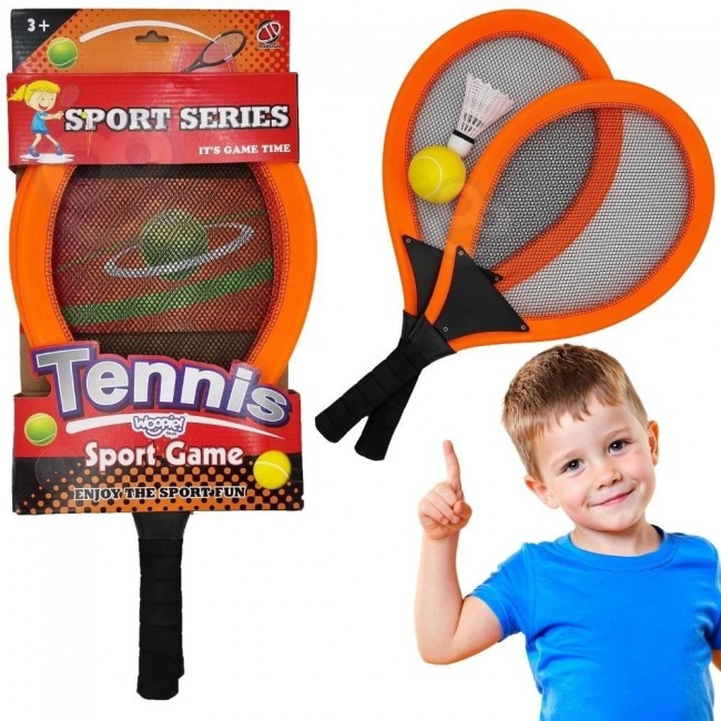 WOOPIE Rakietki do Tenisa Badminton dla Dzieci Zestaw + Piłka Lotka