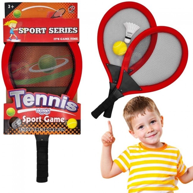 WOOPIE Rakietki do Tenisa Badminton dla Dzieci Zestaw + Piłka Lotka