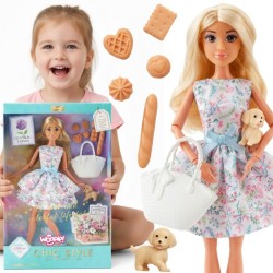 WOOPIE Lalka 30 cm Wiosenna Suknia Akcesoria Piesek Piknik