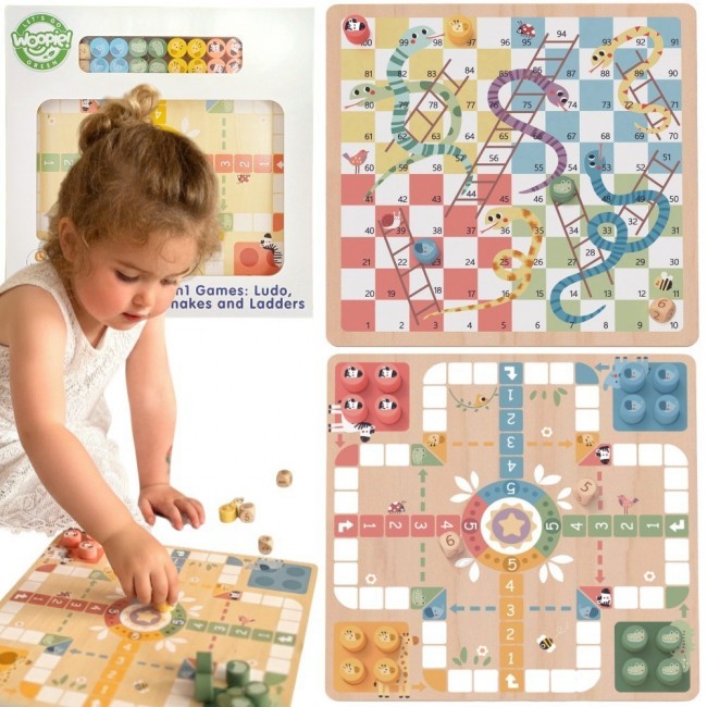 WOOPIE GREEN Gry Planszowe  Logiczne 2w1 Ludo Chińczyk + Uwolnij Zwierzątka