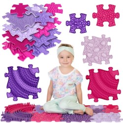 WOOPIE Mata Sensoryczna Ortopedyczna Puzzle 11 el. - Kolor Różowy/Fioletowy