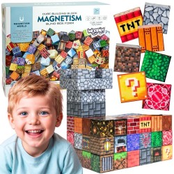 WOOPIE Klocki Magnetyczne Konstrukcyjne Sześciany 3D Zestaw Edukacyjny 63 el.