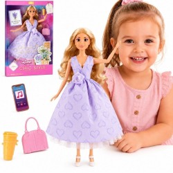 WOOPIE ROYAL Lalka Długie Blond Włosy 30 cm Lawendowa Suknia Akcesoria