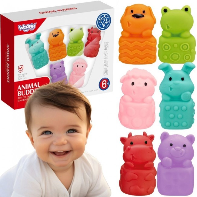 WOOPIE Zwierzątka Sensoryczne Miękkie Zestaw 6 szt