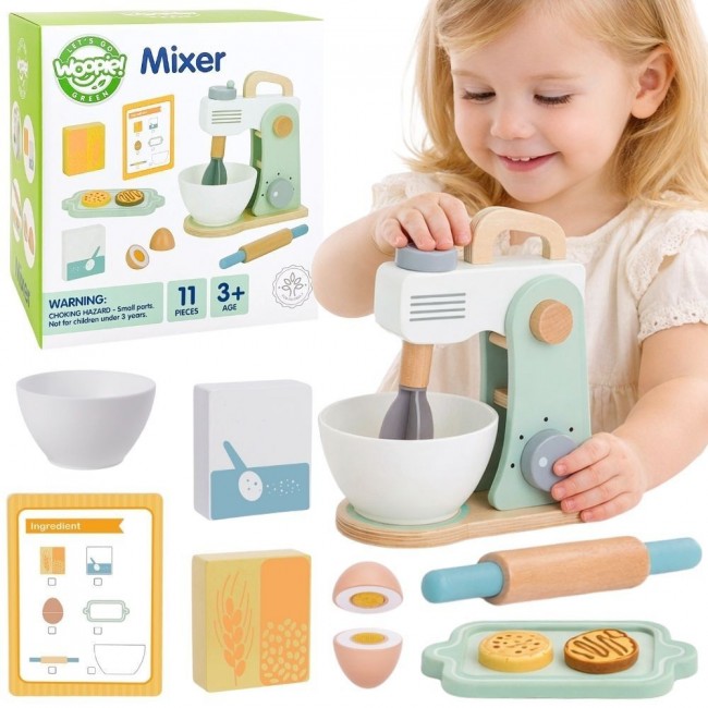 WOOPIE GREEN Drewniany Mikser Kuchenny Blender z Akcesoriami 11 el.
