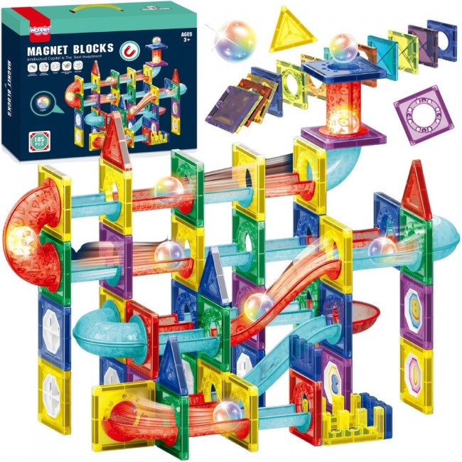 WOOPIE Klocki Magnetyczne Konstrukcyjne Tor Kulkowy 3D 105el.